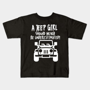 A jeep girl should never be underestimated! Kids T-Shirt